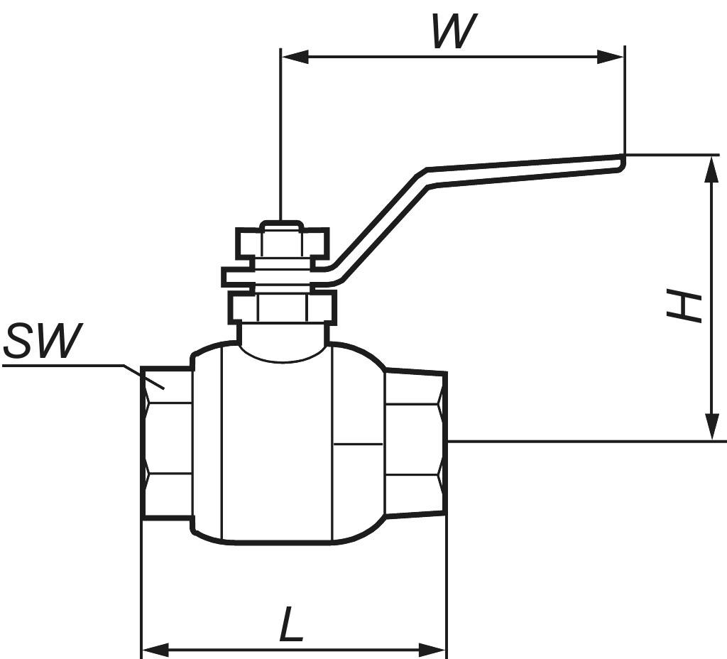 Muffenkugelhahn voll.Durchg.   3/8" Typ300F 2t. Edelstahl 1.4408/1.4401